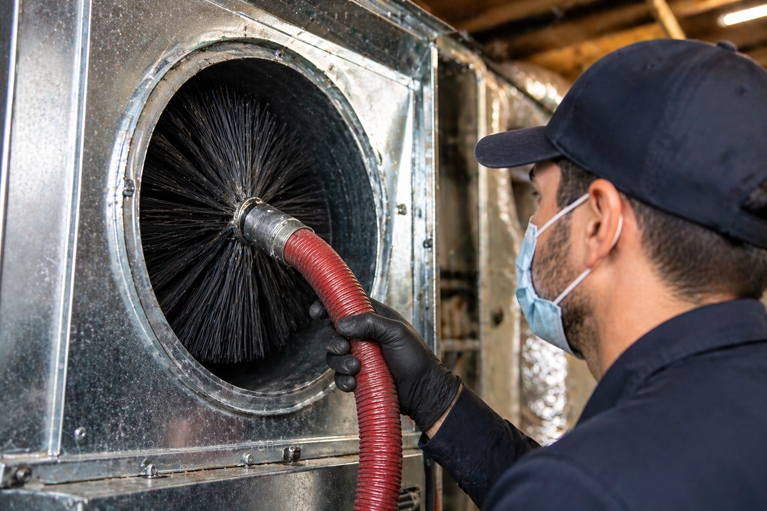 Professional deep air duct cleaning service showing clean ventilation system